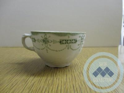 White and Green Semi-Porcelain Tea Cup