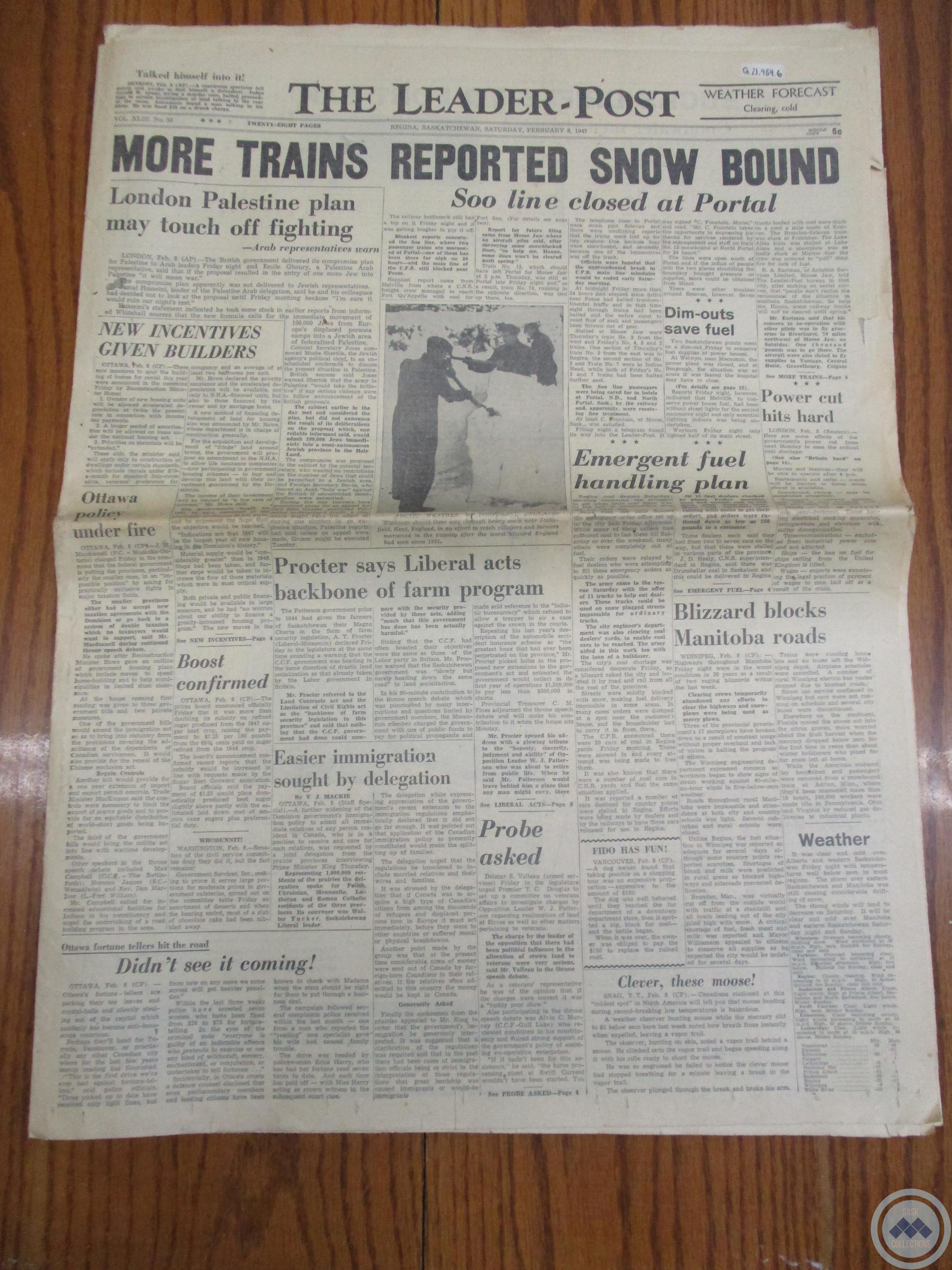 The Leader-Post: “More Trains Reported Snow Bound” (February 8, 1947)