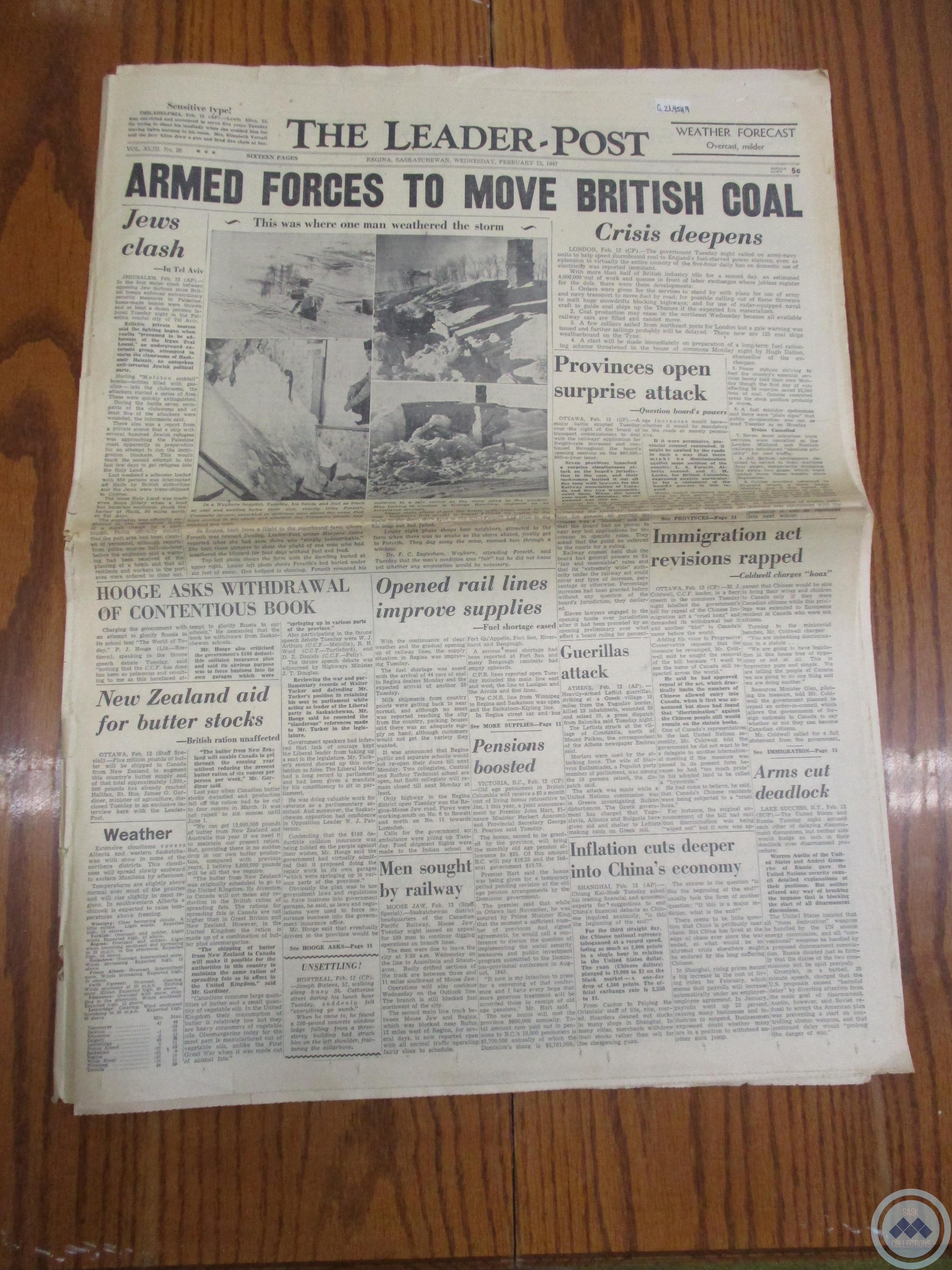 The Leader-Post: “Armed Forces to Move British Coal” (February 12, 1947)