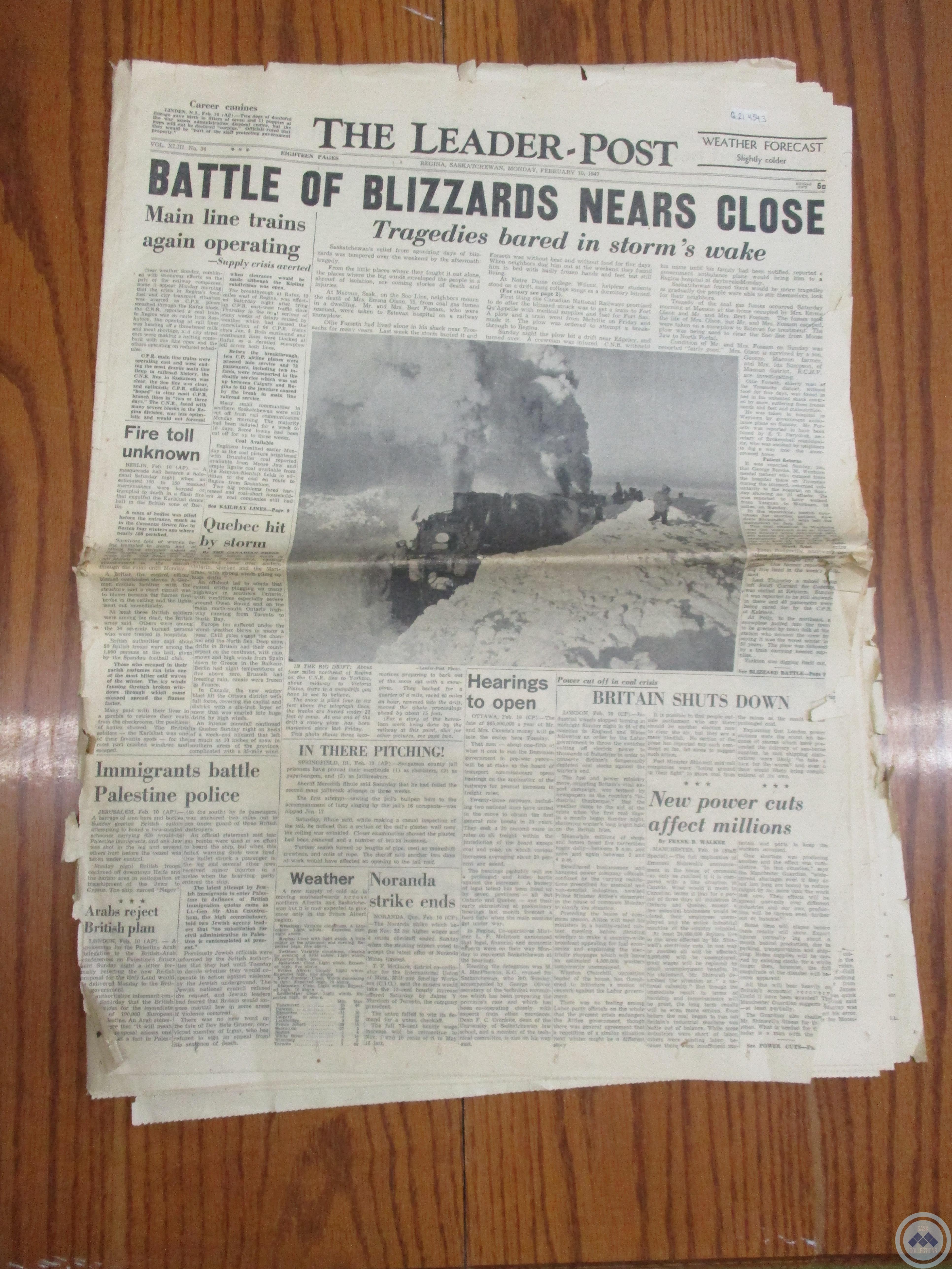 The Leader-Post: “Battle of Blizzards Near Close” 